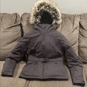 The North Face Charcoal Hyvent Coat with Fur Hood